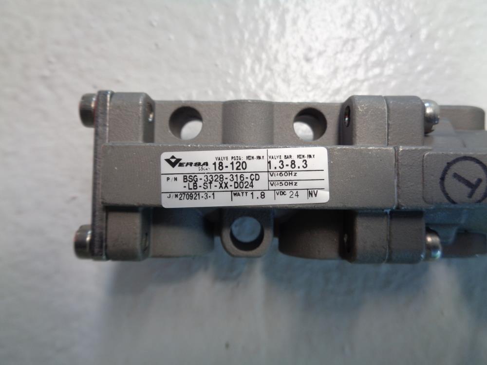 Versa 1/4" NPT 3-Way Solenoid Valve BSG-3328-316-CD-LB-ST-XX-D024